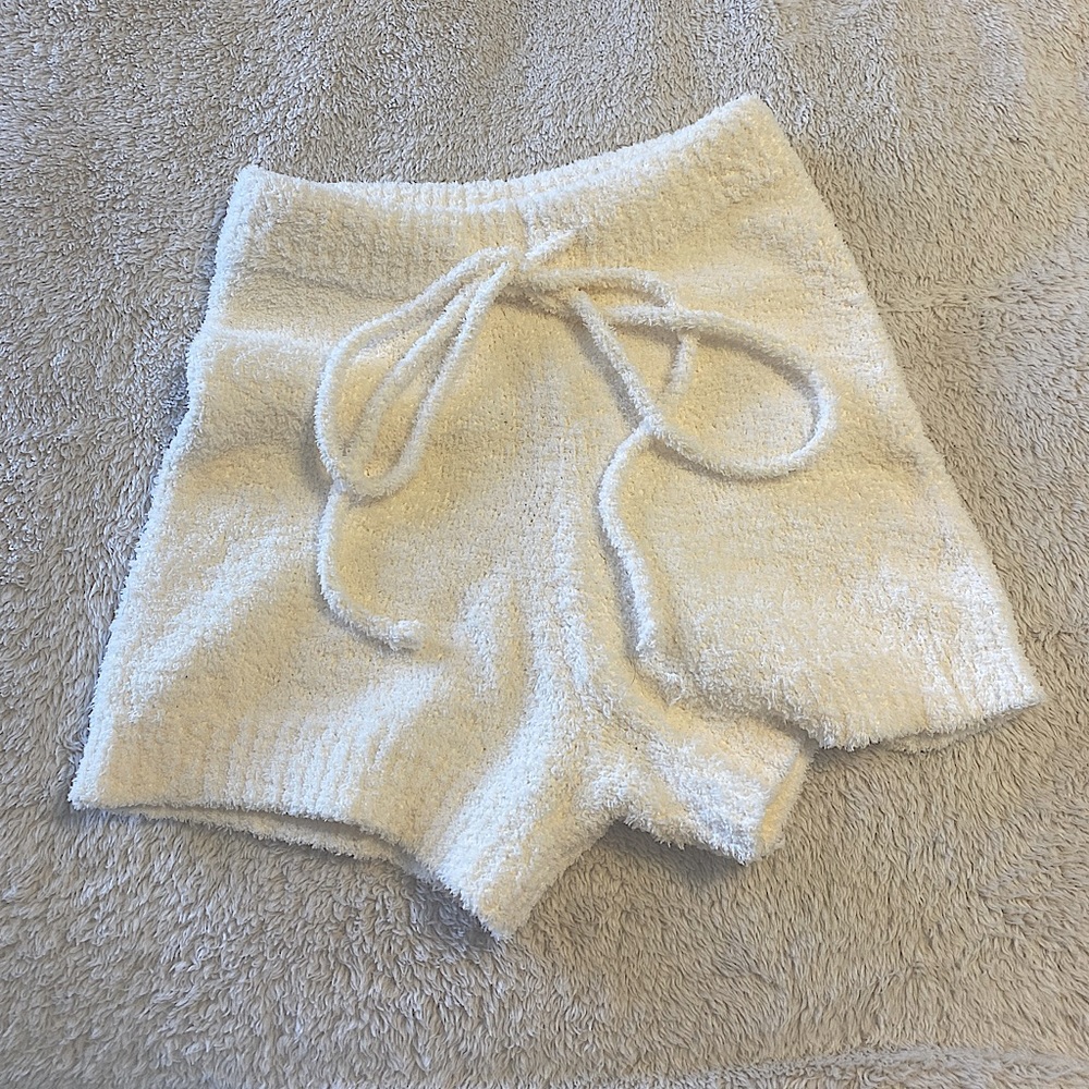 Cream fuzzy shorts